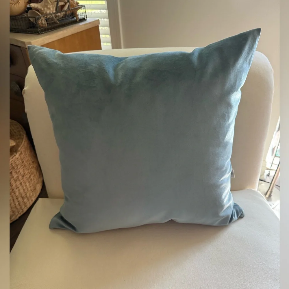 TGH TESSITURA ITALY Blue Velvet Throw Pillow  Insert Included 24x24